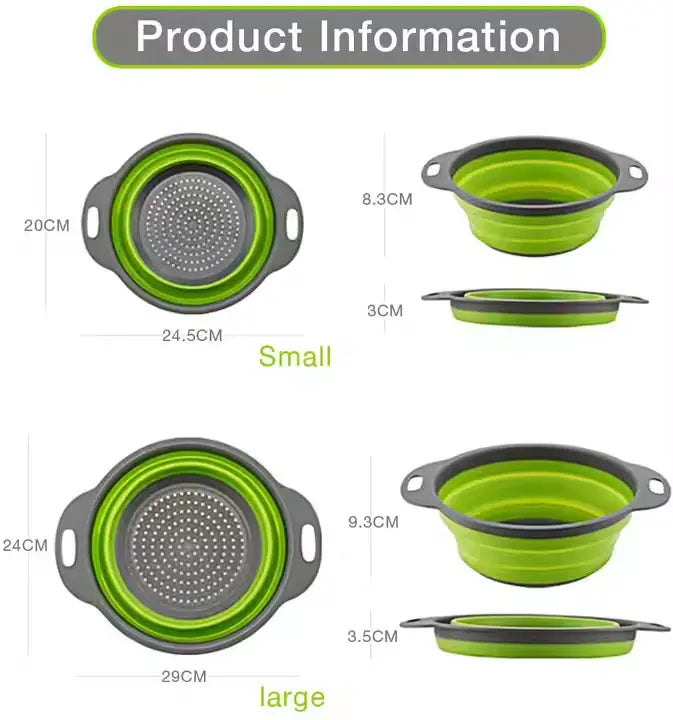 Silicone Kitchen Collapsible Strainer 2-Pieces Set