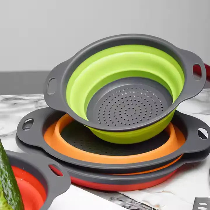 Silicone Kitchen Collapsible Strainer 2-Pieces Set