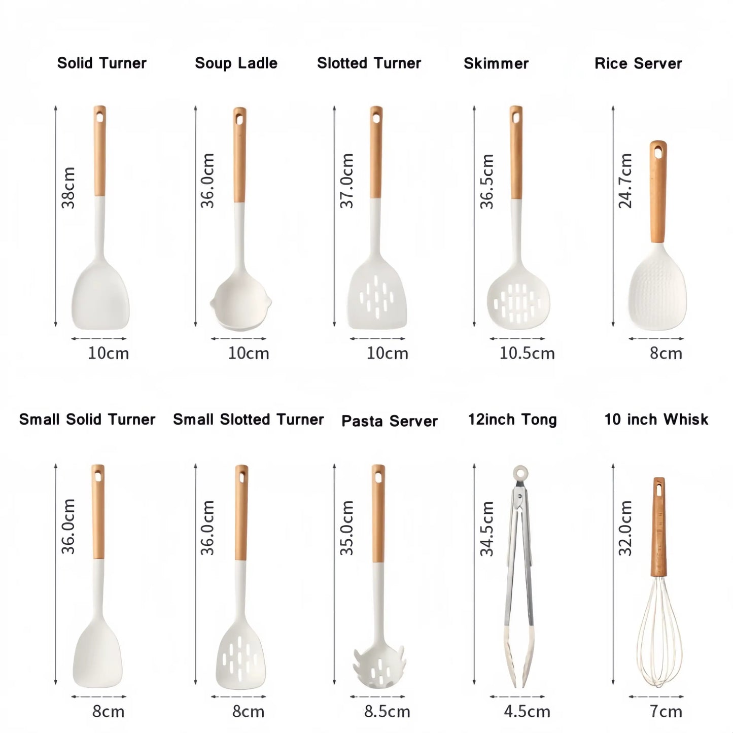 Silicone Wood Handle Non-Stick Spatulas Set