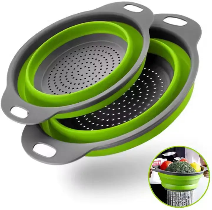 Silicone Kitchen Collapsible Strainer 2-Pieces Set