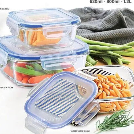 Phoenix glass food container with fresh food inside - airtight storage keeps food fresh longer