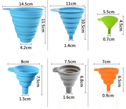 6-Piece BPA-Free Collapsible Silicone Funnel Set