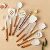 Silicone Wood Handle Non-Stick Spatulas Set