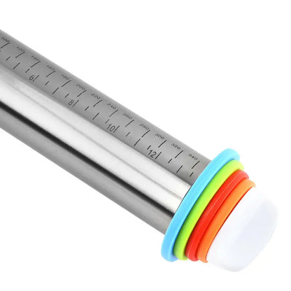Adjustable Rolling Pin with Thickness Rings Measurement