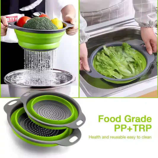 Silicone Kitchen Collapsible Strainer 2-Pieces Set
