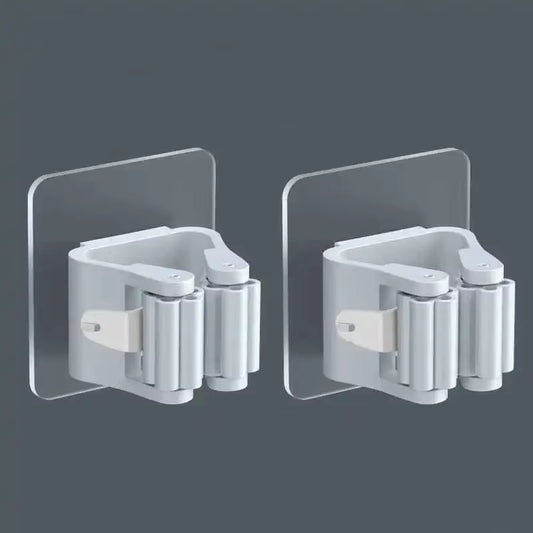 Adhesive Wall-Mounted Broom Organizer