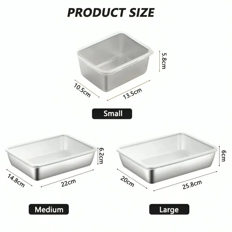 3-Pieces Premium Stainless Steel Fresh-Keeping Box Set
