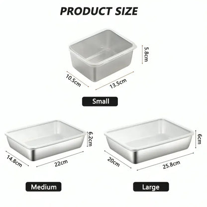 3-Pieces Premium Stainless Steel Fresh-Keeping Box Set