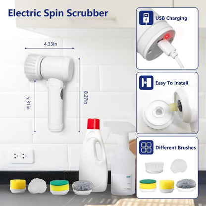 5-in-1 Electric Cleaning Brush- side view