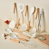 Silicone Wood Handle Non-Stick Spatulas Set