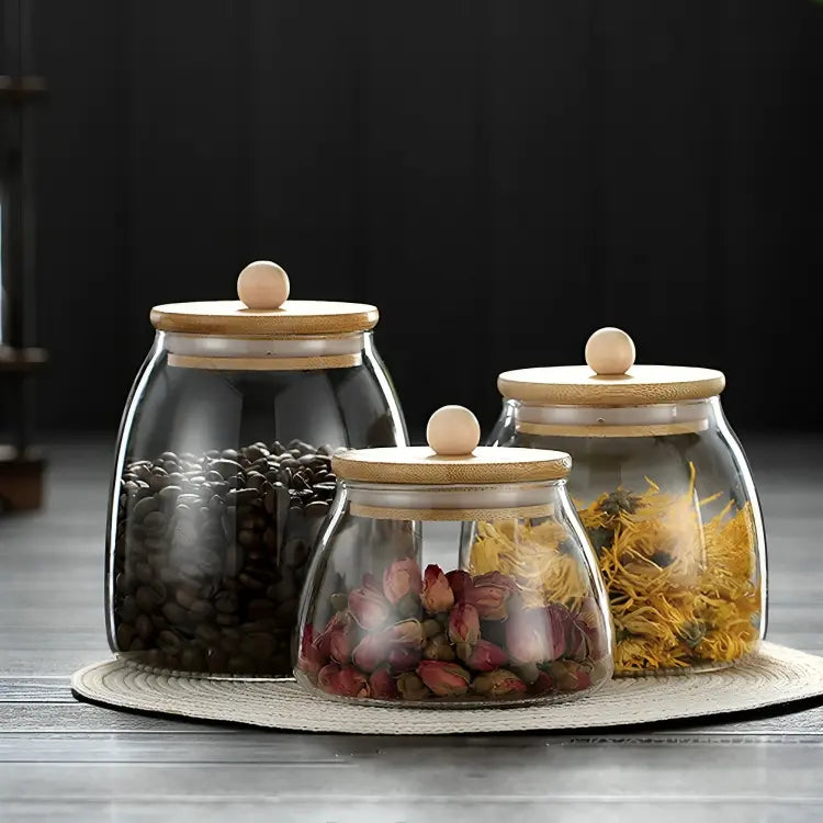 Airtight Glass Jars with Bamboo Lids