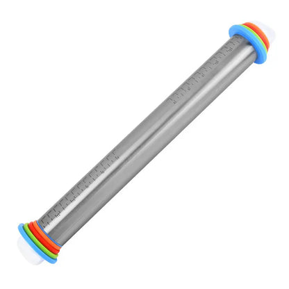 Adjustable Rolling Pin with Thickness Rings Measurement