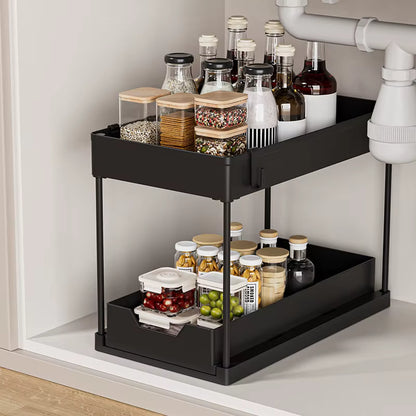 Double Layer Pull-Out Organizer Rack