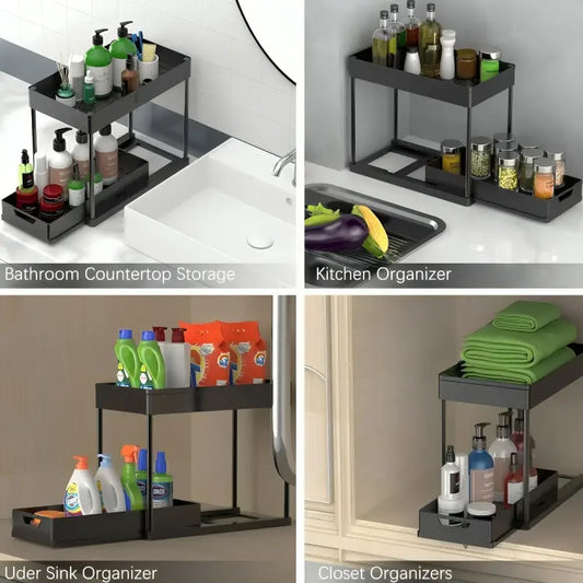 Double Layer Pull-Out Organizer Rack