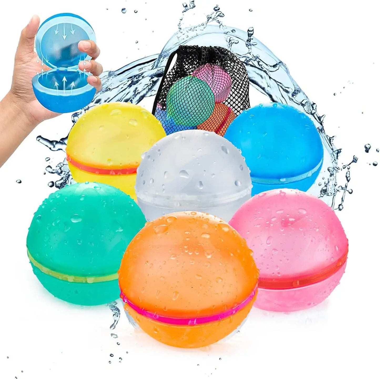 6-Pieces Reusable Water Balloons With Mesh Bag