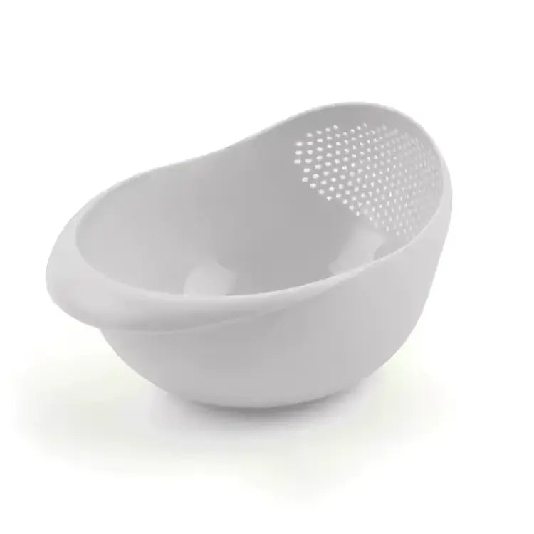 Small Plastic Rice Strainer Basket- in use