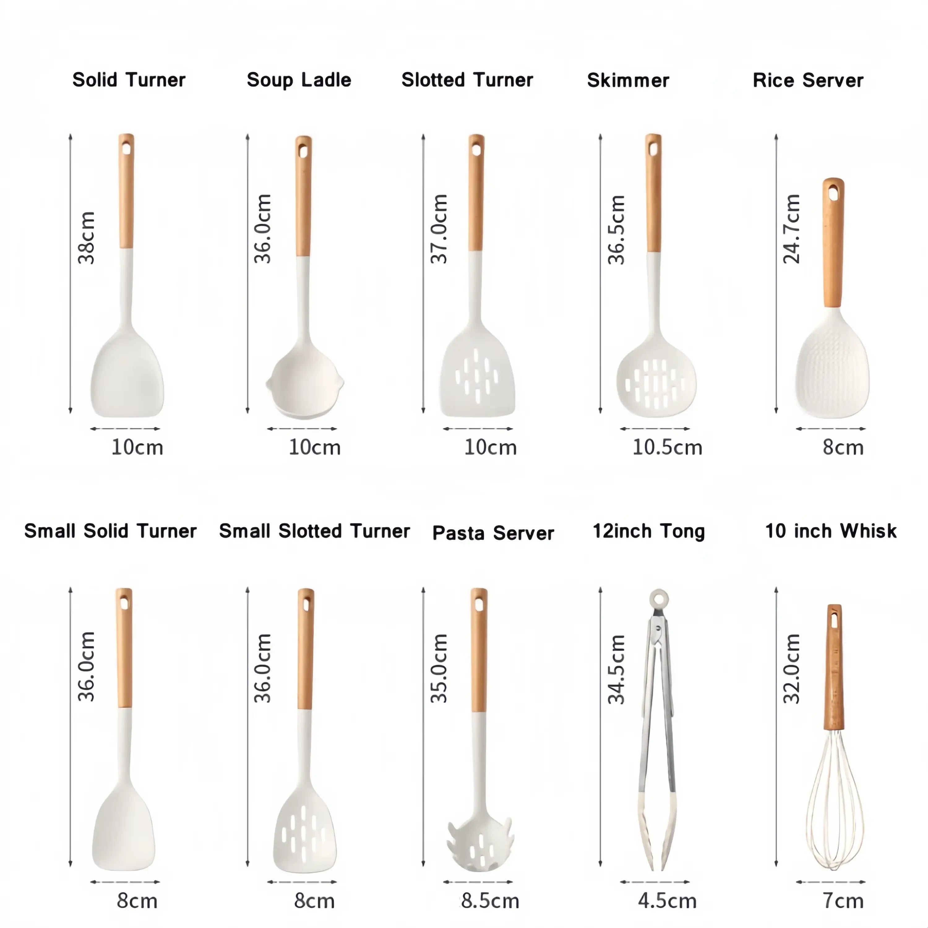 Silicone Wood Handle Non-Stick Spatulas Set