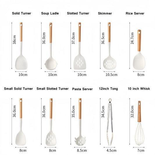 Silicone Wood Handle Non-Stick Spatulas Set