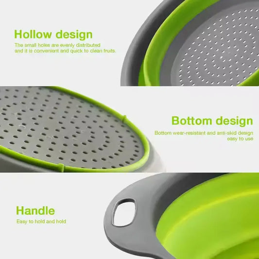Silicone Kitchen Collapsible Strainer 2-Pieces Set