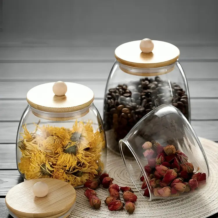 Airtight Glass Jars with Bamboo Lids