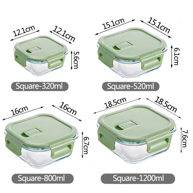 Phoenix 3 Pcs glass containers - 120ml, 530ml and 800ml sizes with stackable design