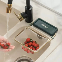 Foldable Metal Sink Strainer Rack with Disposable Mesh Bags