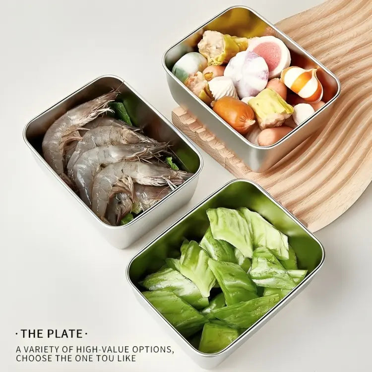 3-Pieces Premium Stainless Steel Fresh-Keeping Box Set