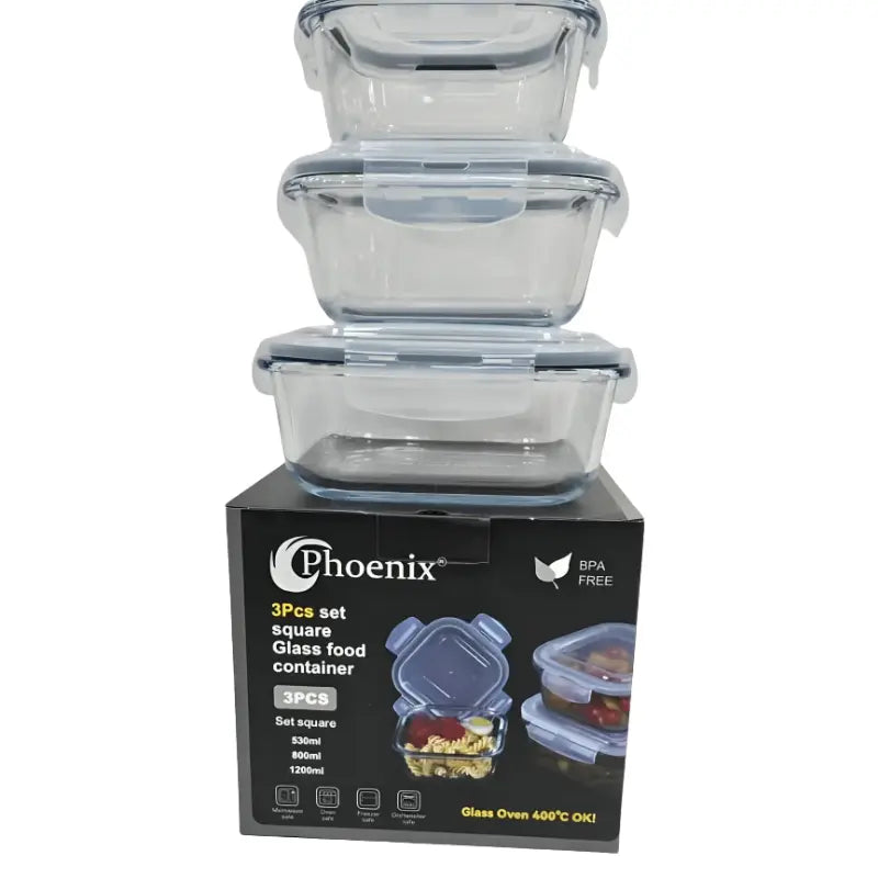 Phoenix glass food container brown lid variant - sleek dark lid close-up