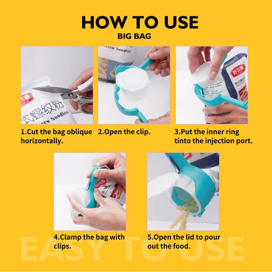 Plastic Sealing Clips with Pour Spout Lid