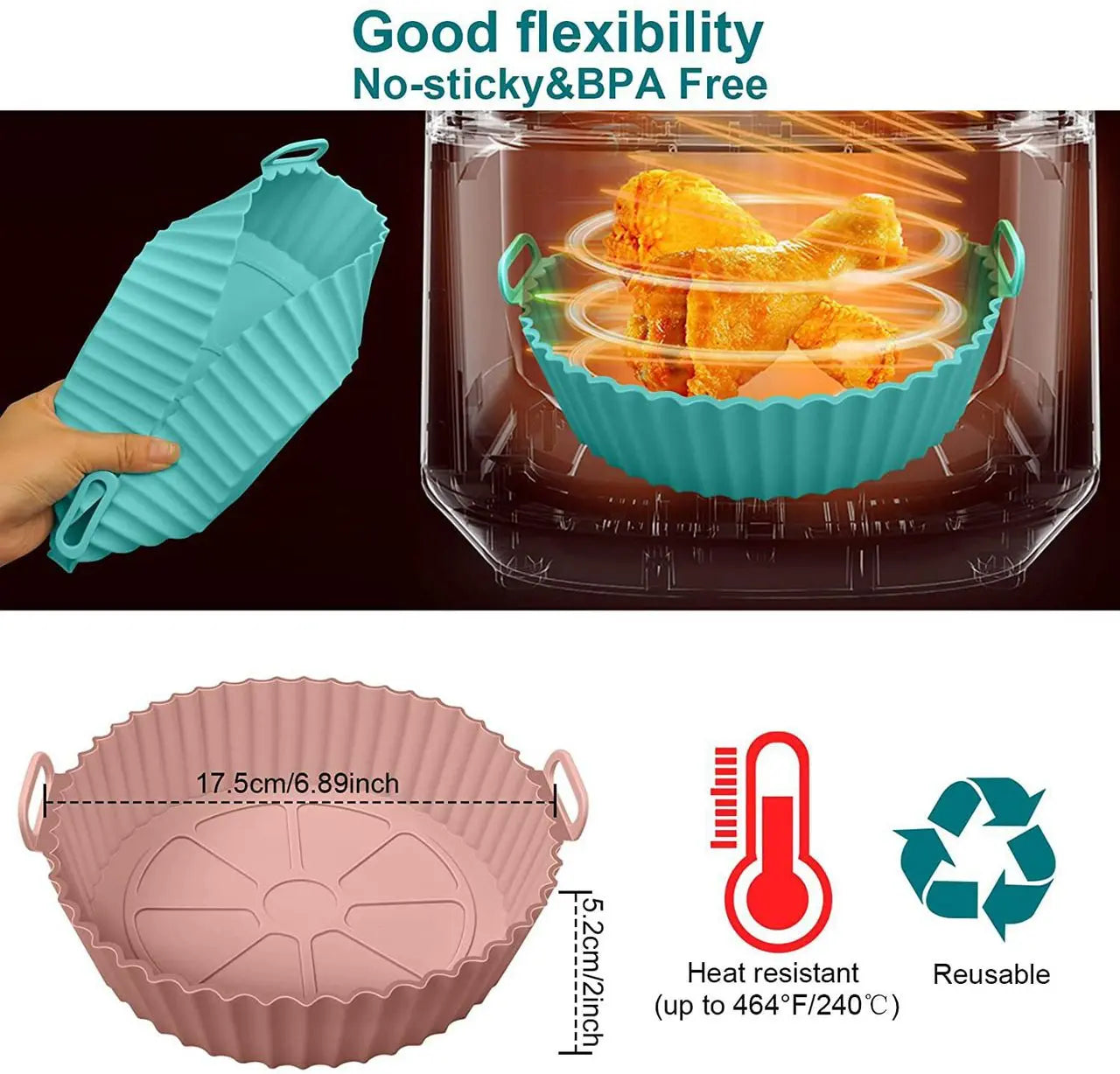 8-Inch Reusable Silicone Air Fryer Basket